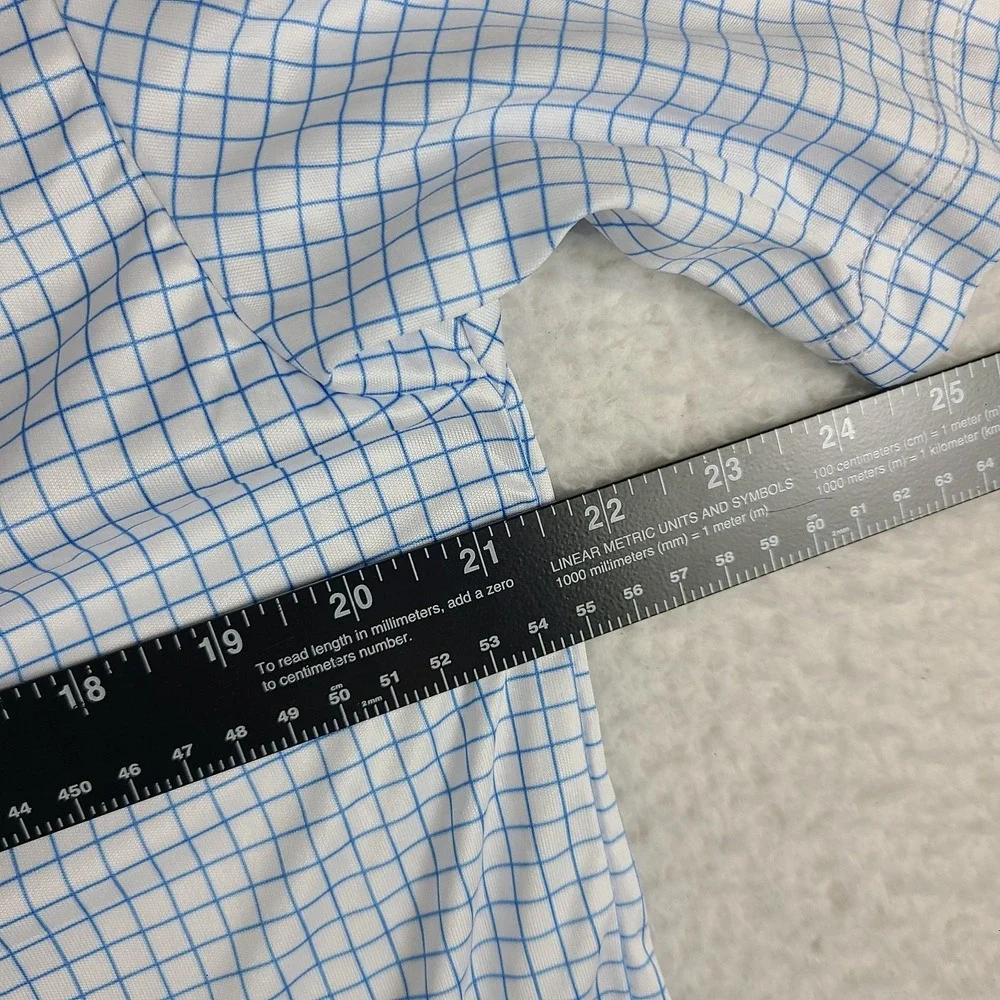 Collars & Co. Dress Polo Shirt Mens Large Tall Blue White Check Performance